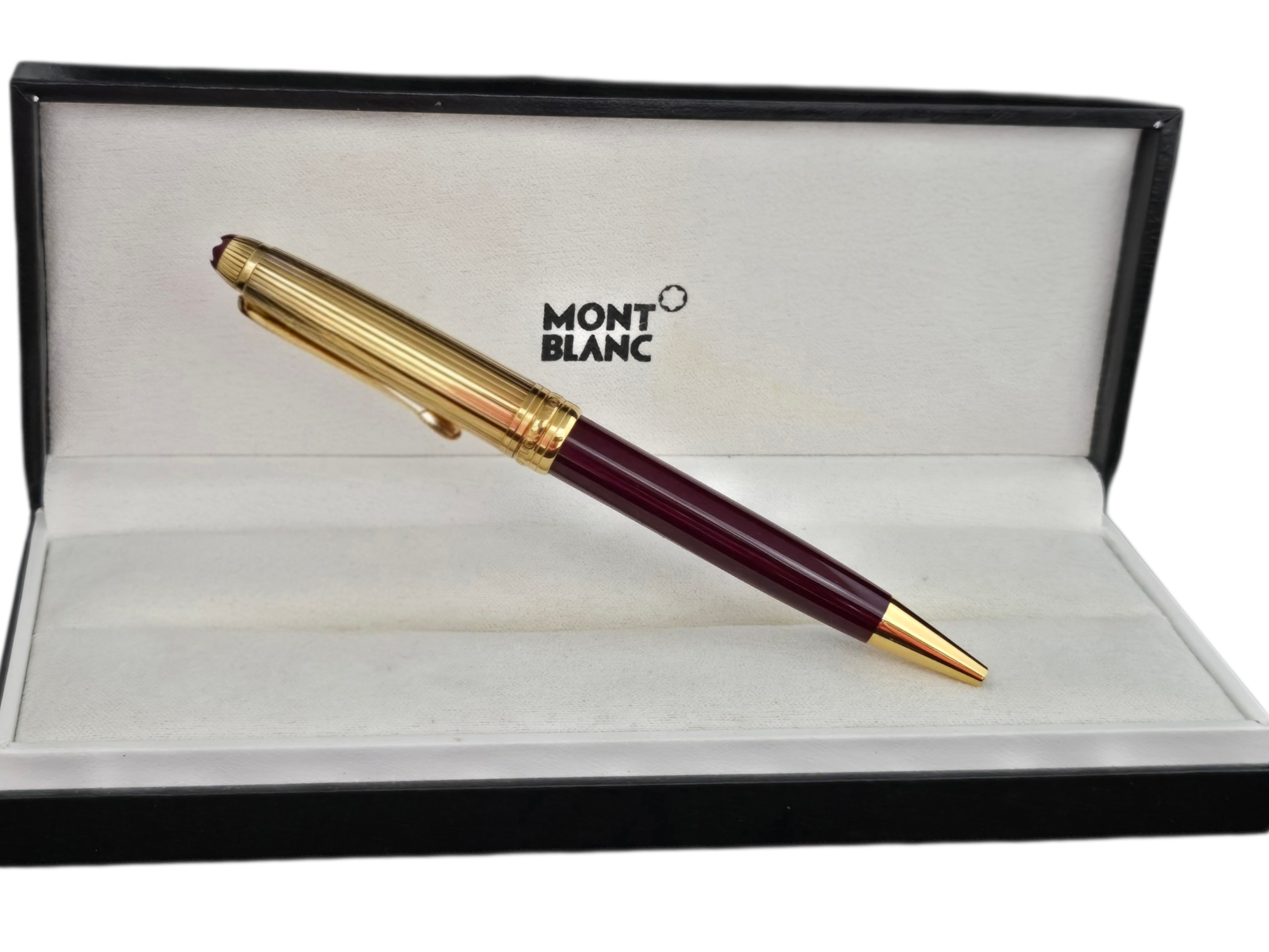 Montblanc Meisterstuck Solitaire Doue Vermeil & Bordeaux Ballpoint Pen usata
