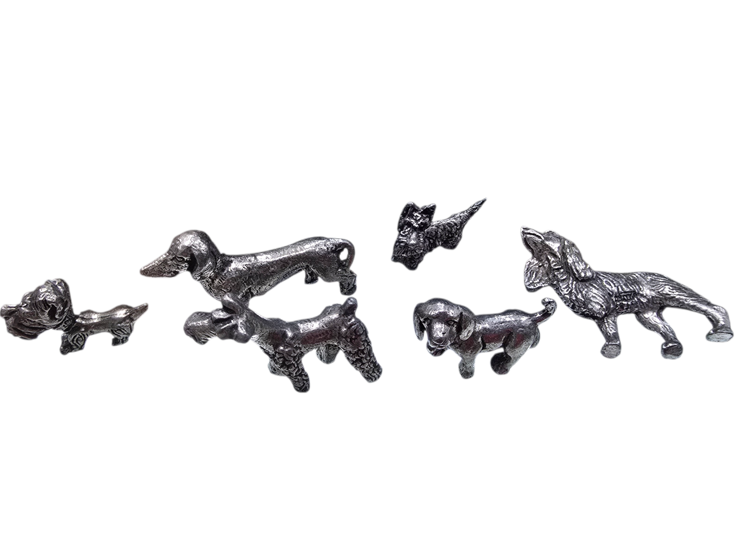 Set 5 cani in peltro made in italy italia