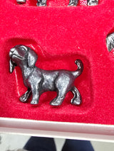 Set 5 cani in peltro made in italy italia