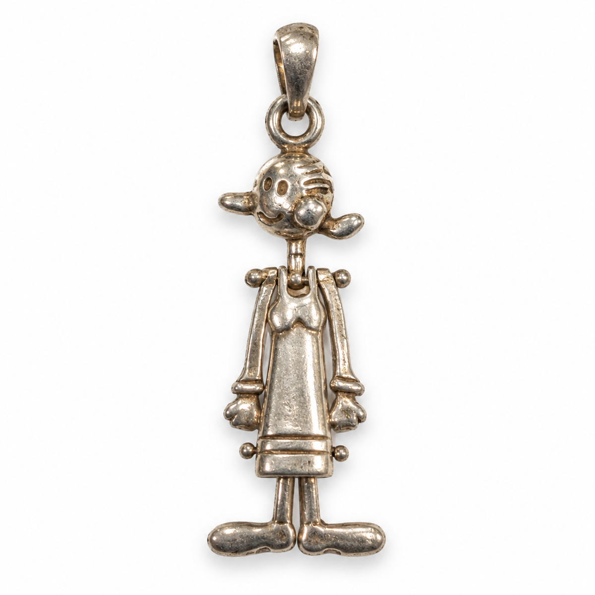 Ciondolo Olivia Braccio di Ferro Figurina Articolata in Argento 5,2 cm
