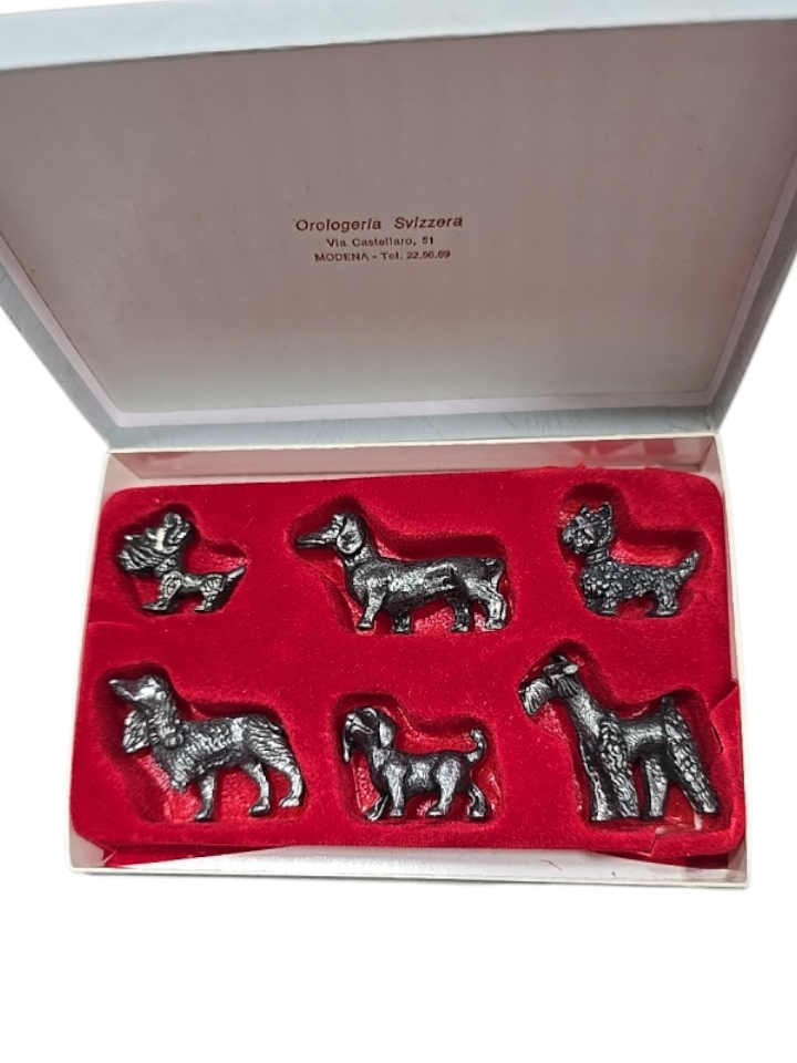 Set 5 cani in peltro made in italy italia