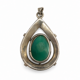 Ciondolo a Goccia in Argento 925 con Pietra Verde 6,1 cm