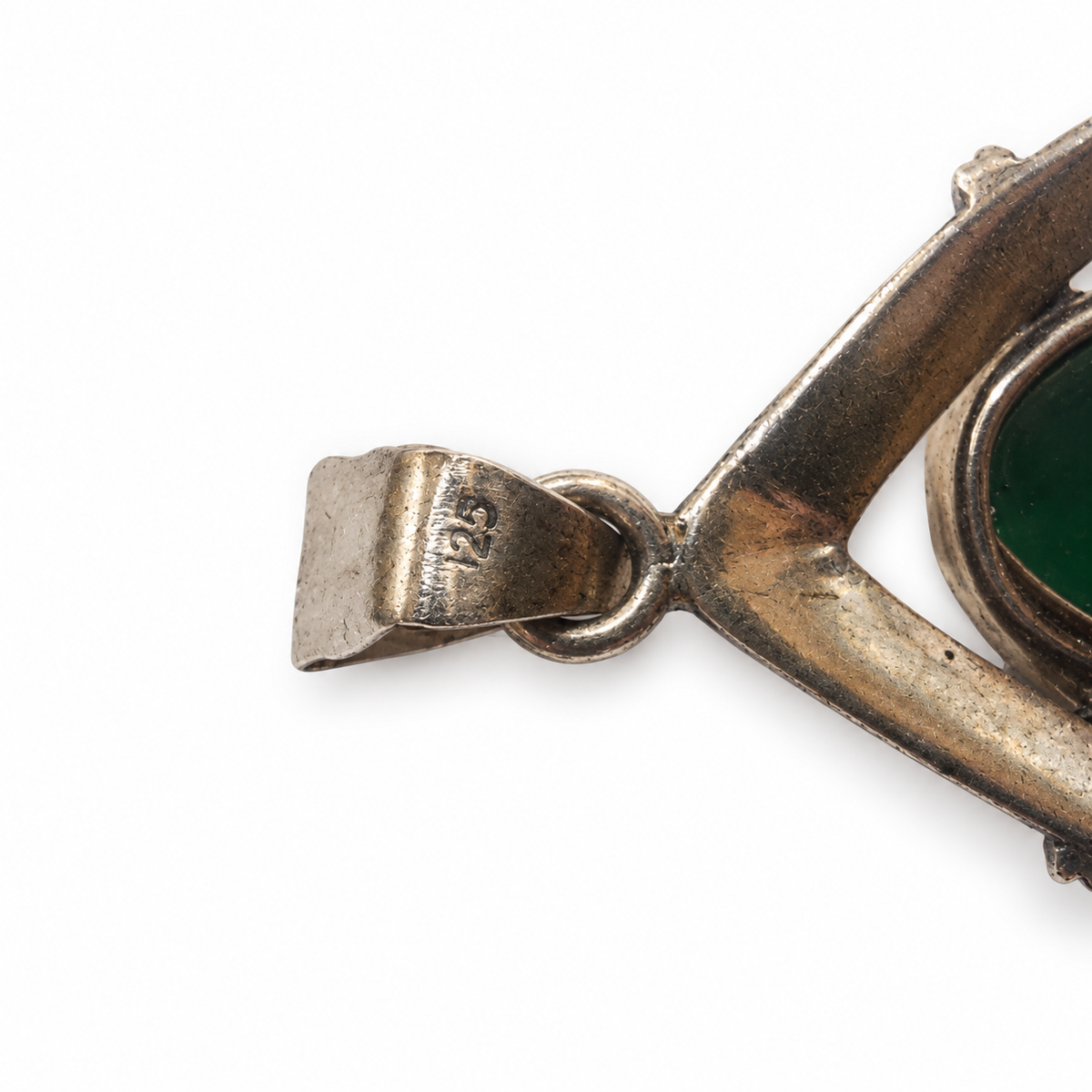 Ciondolo a Goccia in Argento 925 con Pietra Verde 6,1 cm