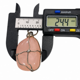 Ciondolo con Quarzo Rosa e Gabbia in Filo Argentato 4,9 cm