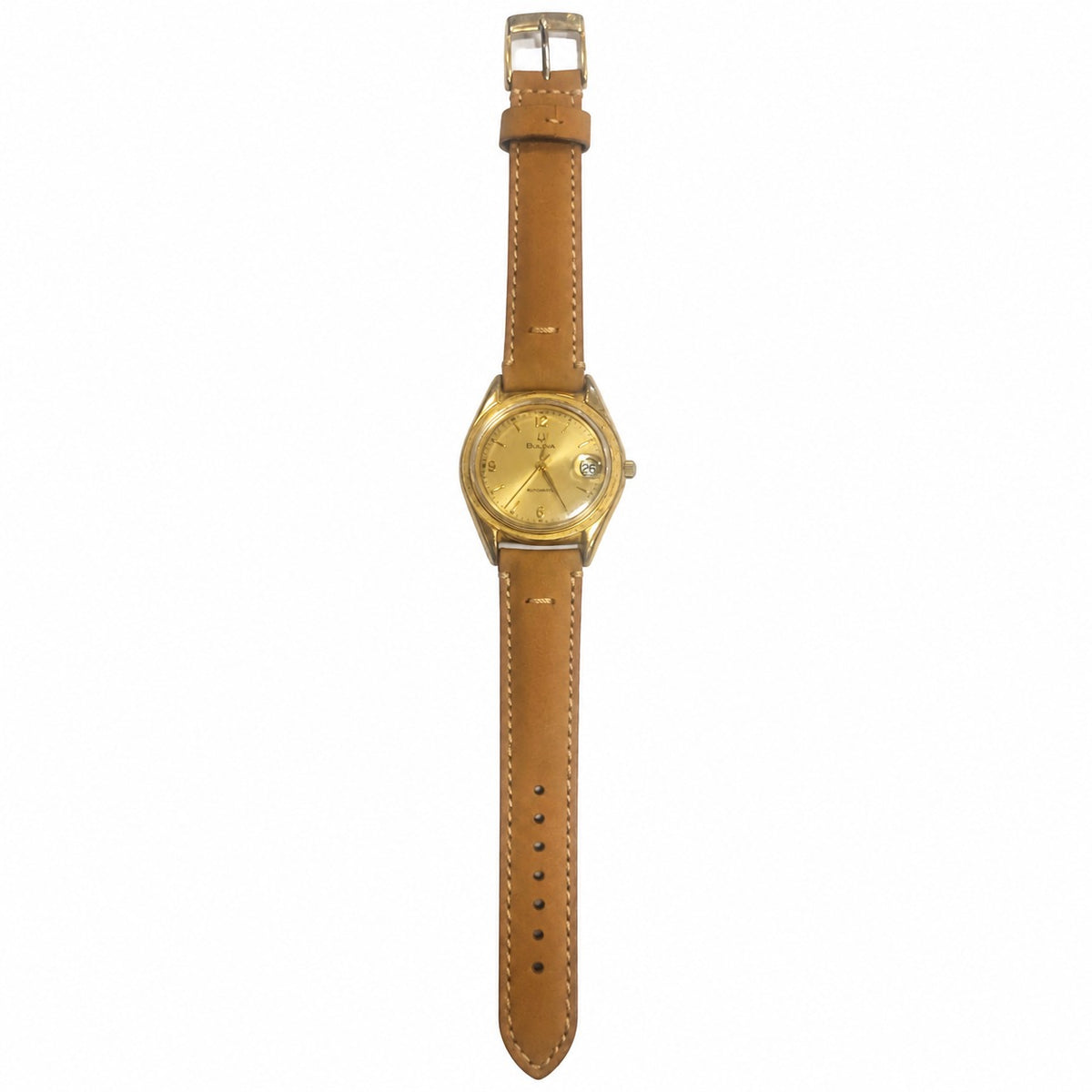 Orologio Bulova Automatico Cassa Dorata 37,6 mm con Data e Fondello Trasparente Vintage