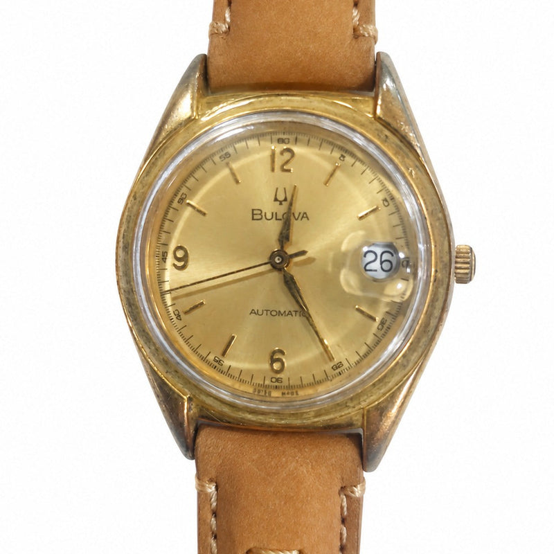 Orologio Bulova Automatico Cassa Dorata 37,6 mm con Data e Fondello Trasparente Vintage