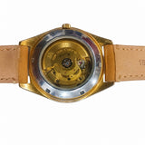 Orologio Bulova Automatico Cassa Dorata 37,6 mm con Data e Fondello Trasparente Vintage