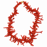 Collana Corallo Rosso Naturale a Rametti Chiusura in Oro 60 cm Vintage