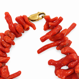 Collana Corallo Rosso Naturale a Rametti Chiusura in Oro 60 cm Vintage