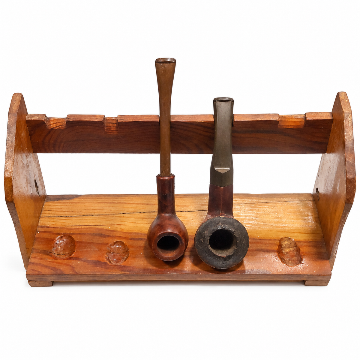 Set 2 Pipe da Fumo Gasperini Vintage con Portapipe in Legno Massello