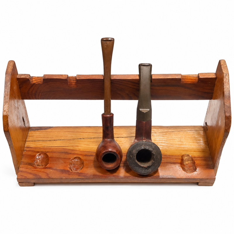 Set 2 Pipe da Fumo Gasperini Vintage con Portapipe in Legno Massello