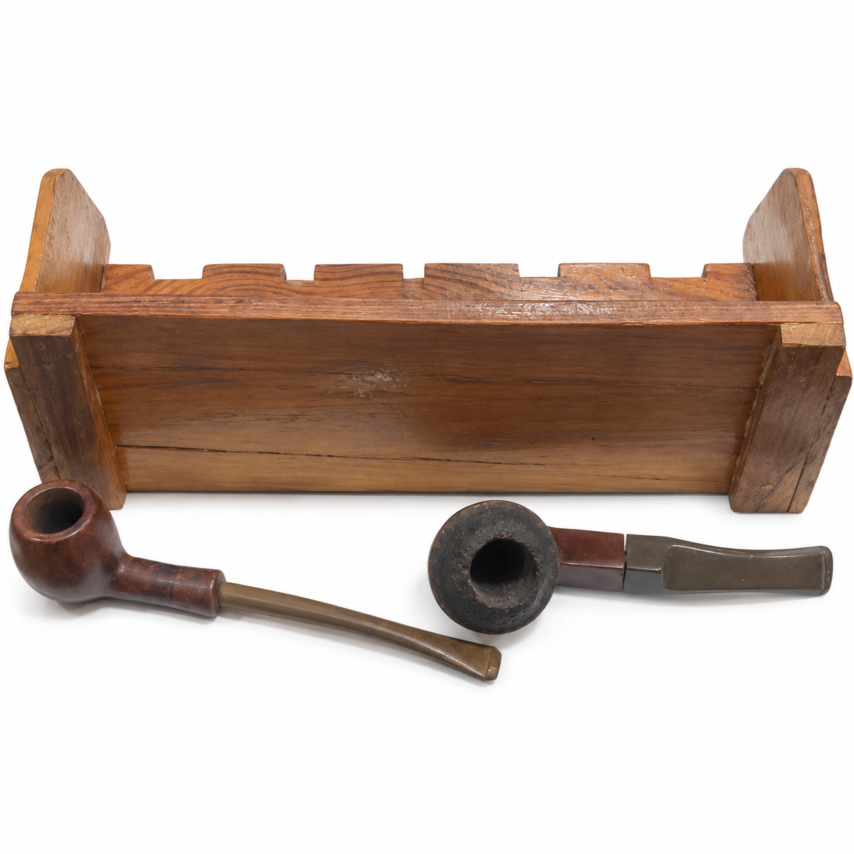 Set 2 Pipe da Fumo Gasperini Vintage con Portapipe in Legno Massello