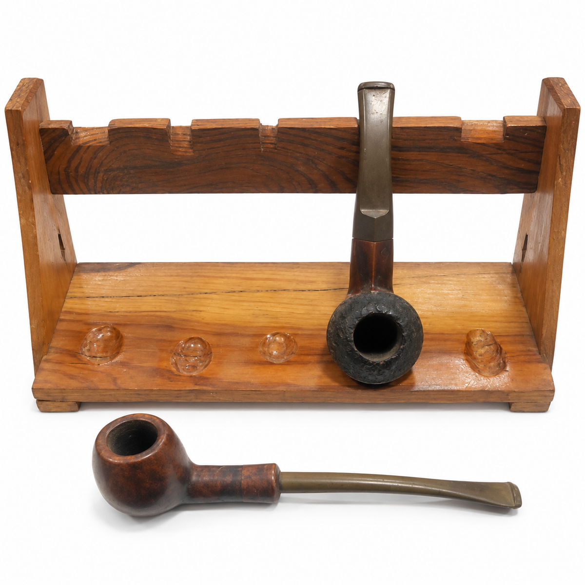 Set 2 Pipe da Fumo Gasperini Vintage con Portapipe in Legno Massello
