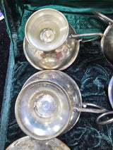 Set di bicchieri da punch vintage in silver plated con custodia