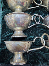 Set di bicchieri da punch vintage in silver plated con custodia