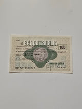 Lotto 6 MINIASSEGNO 100 LIRE BANCO DI SICILIA