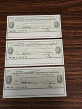 3 pezzi MINI ASSEGNO 100 CENTO LIRE BANCA CREDITO AGRARIO FERRARA A AUTOSTRADE - 1977