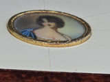 Antica scatola portagioie dipinto dama centrale bachelite cofanetto anni ‘40
