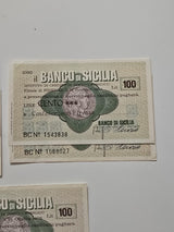 Lotto 6 MINIASSEGNO 100 LIRE BANCO DI SICILIA