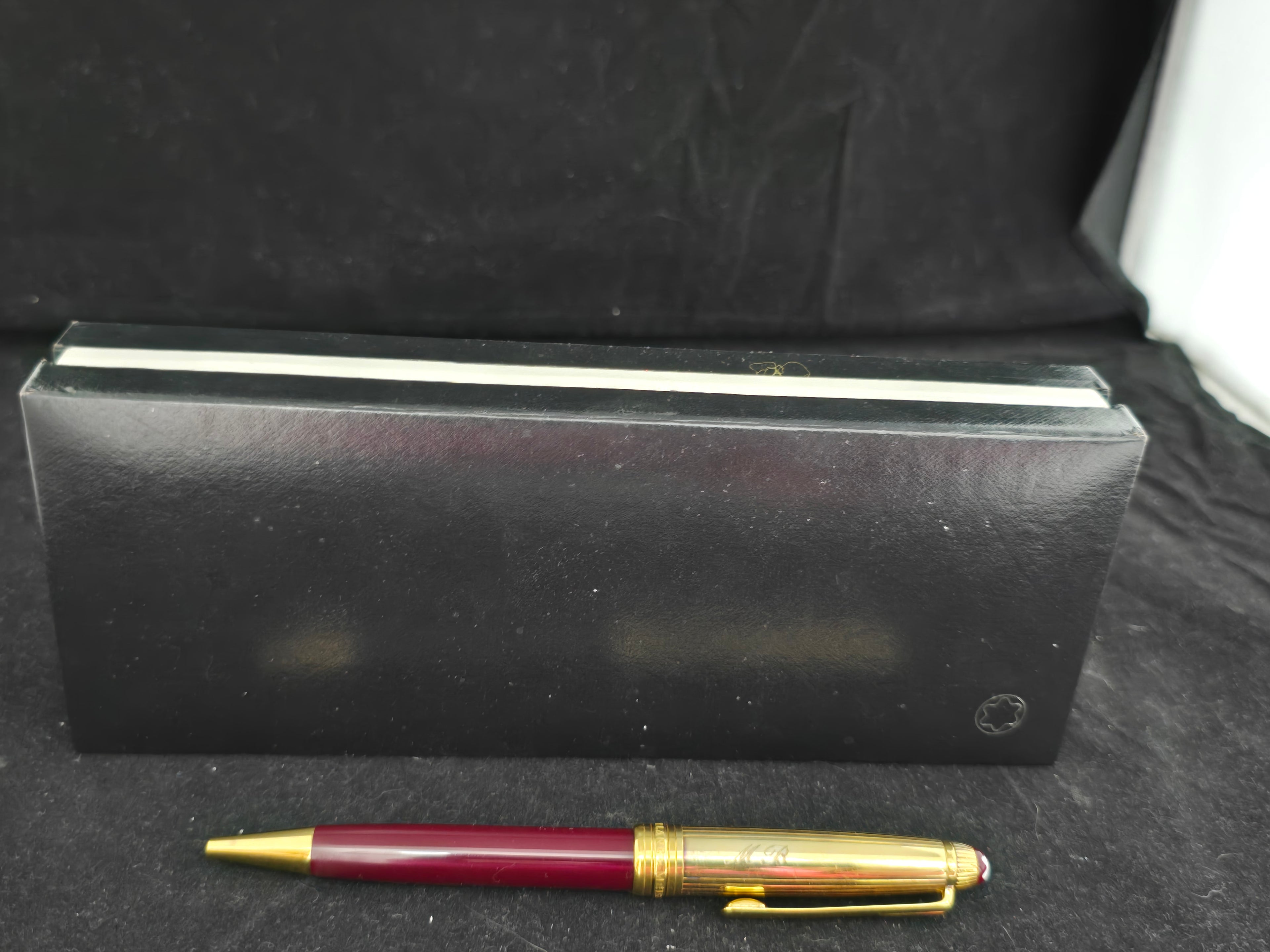 Montblanc Meisterstuck Solitaire Doue Vermeil & Bordeaux Ballpoint Pen usata