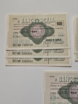Lotto 6 MINIASSEGNO 100 LIRE BANCO DI SICILIA