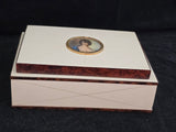 Antica scatola portagioie dipinto dama centrale bachelite cofanetto anni ‘40
