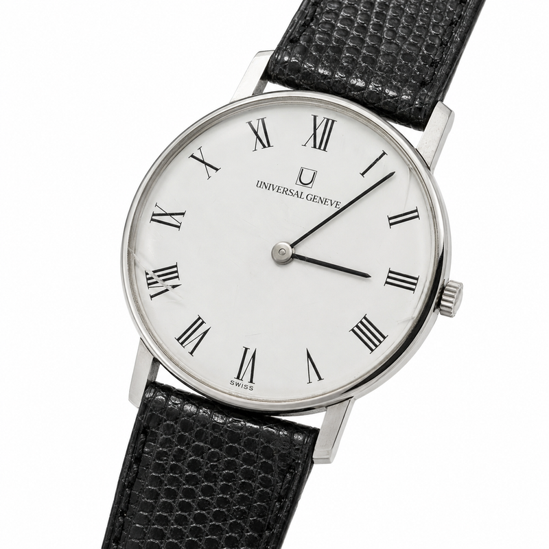 Universal Geneve 842122 Orologio Vintage Uomo Acciaio 31mm Quadrante Bianco 1970