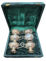 Set di bicchieri da punch vintage in silver plated con custodia
