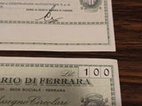 3 pezzi MINI ASSEGNO 100 CENTO LIRE BANCA CREDITO AGRARIO FERRARA A AUTOSTRADE - 1977