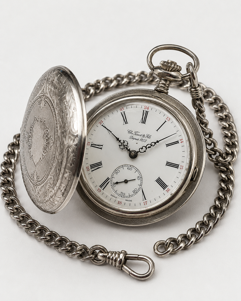 Orologio da Tasca Tissot Savonnette T83.6.401.13 Acciaio Manuale Catena