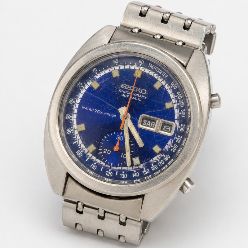 Seiko 6139-6011 Bruce Lee Deep Blue Cronografo Automatico Blu Vintage 1970 Proof