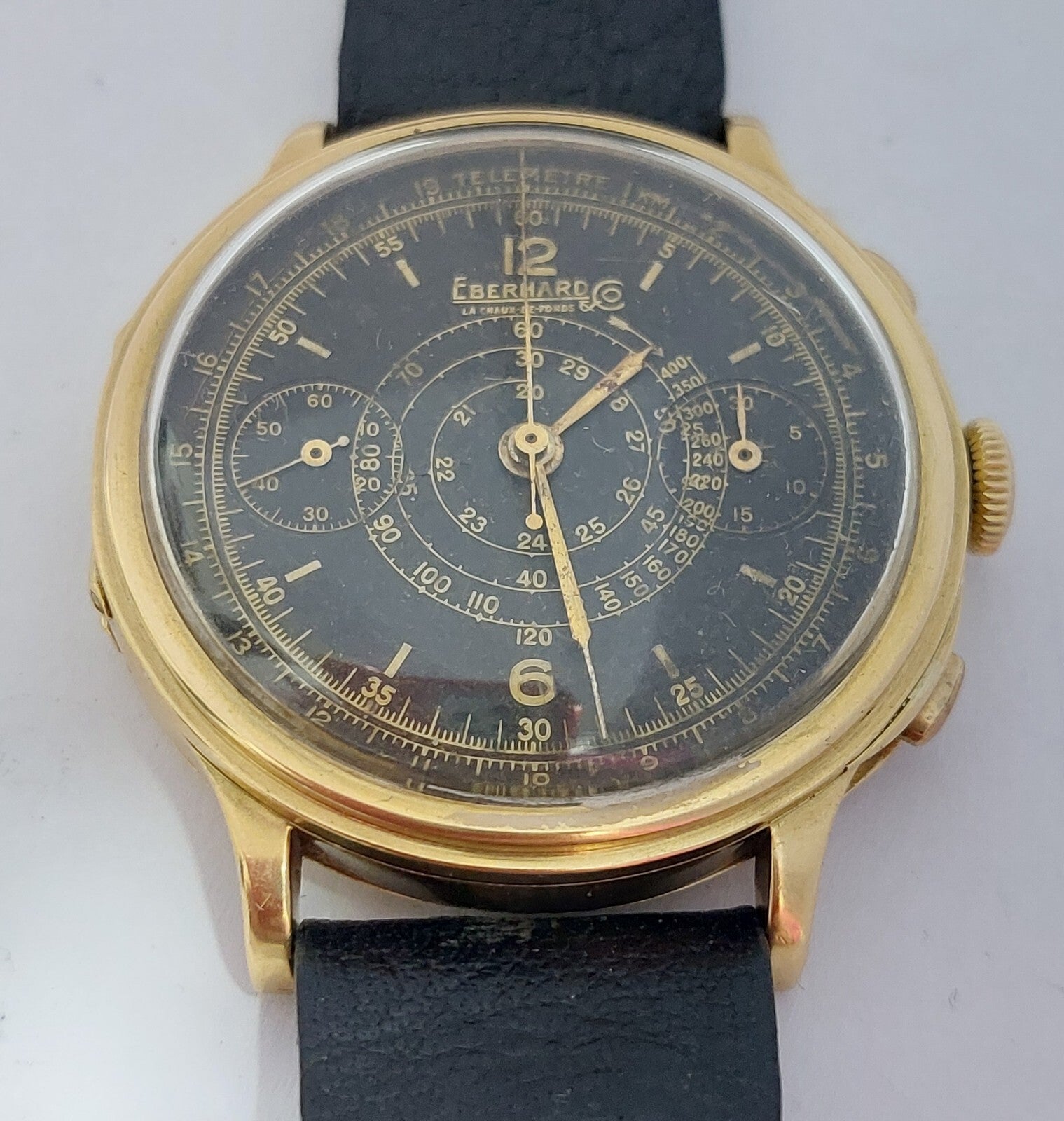 💎 Eberhard Co. ORO 18K CRONOGRAFO CASSA A SCALINO anni 50