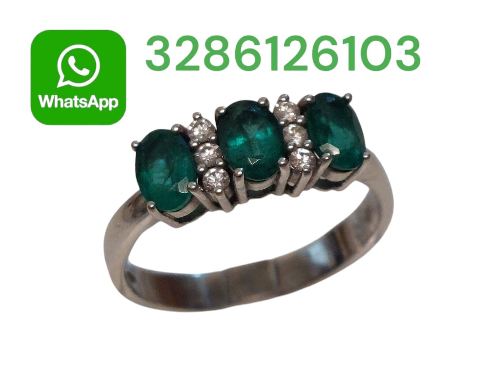 mirco visconti anello con smeraldi e diamanti in oro bianco 18k