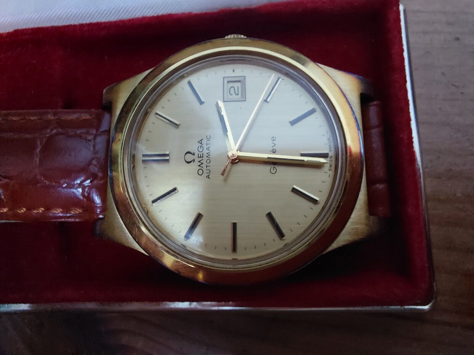 Omega 166.0168  placcato oro 1973 geneve data automatico