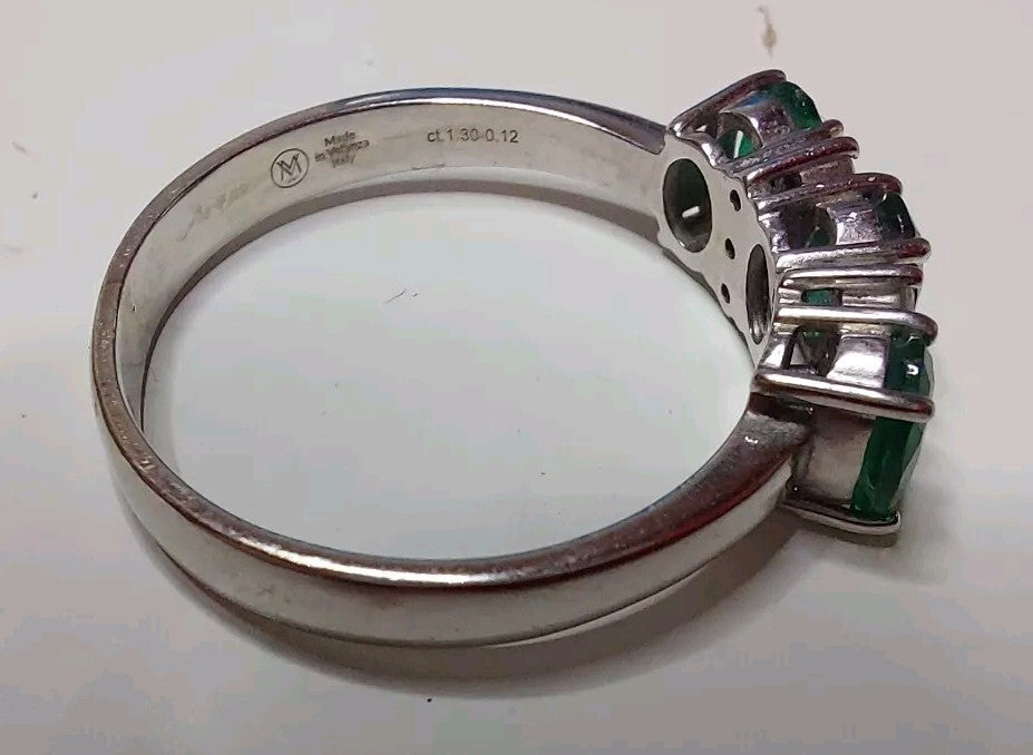 mirco visconti anello con smeraldi e diamanti in oro bianco 18k