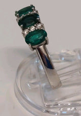 mirco visconti anello con smeraldi e diamanti in oro bianco 18k