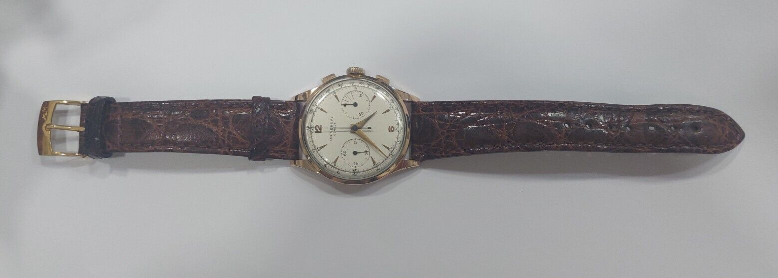 Universal Genève 18k 37 mm cronografo carica manuale uomo 124103
