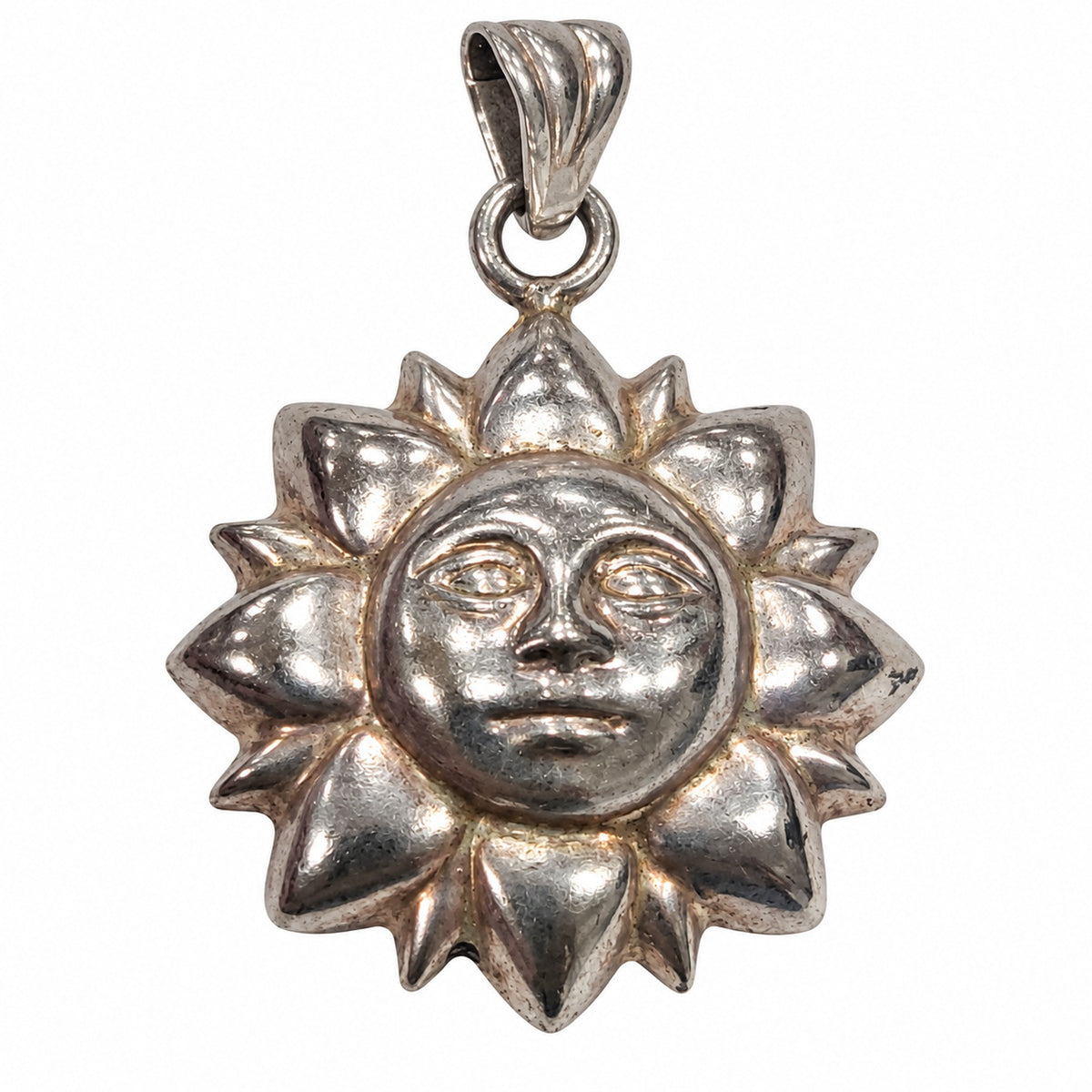 Ciondolo Sole con Volto in Argento 3,98 cm Vintage