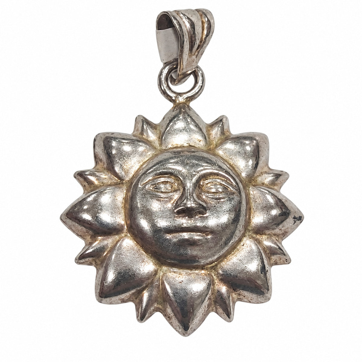 Ciondolo Sole con Volto in Argento 3,98 cm Vintage