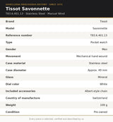 Orologio da Tasca Tissot Savonnette T83.6.401.13 Acciaio Manuale Catena