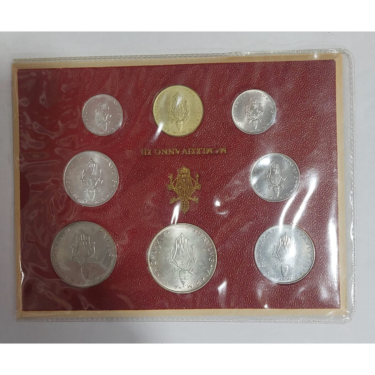 Serie Divisionale Città del Vaticano 1974 Papa Paolo VI 8 Valori con 500 Lire in Argento in Confezione Ufficiale